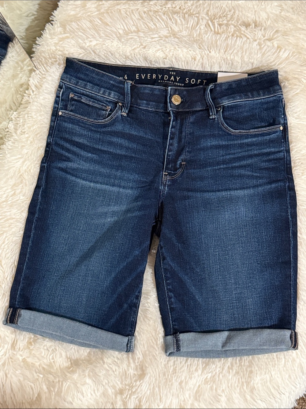 WHBM mid rise Bermuda Jean shorts
